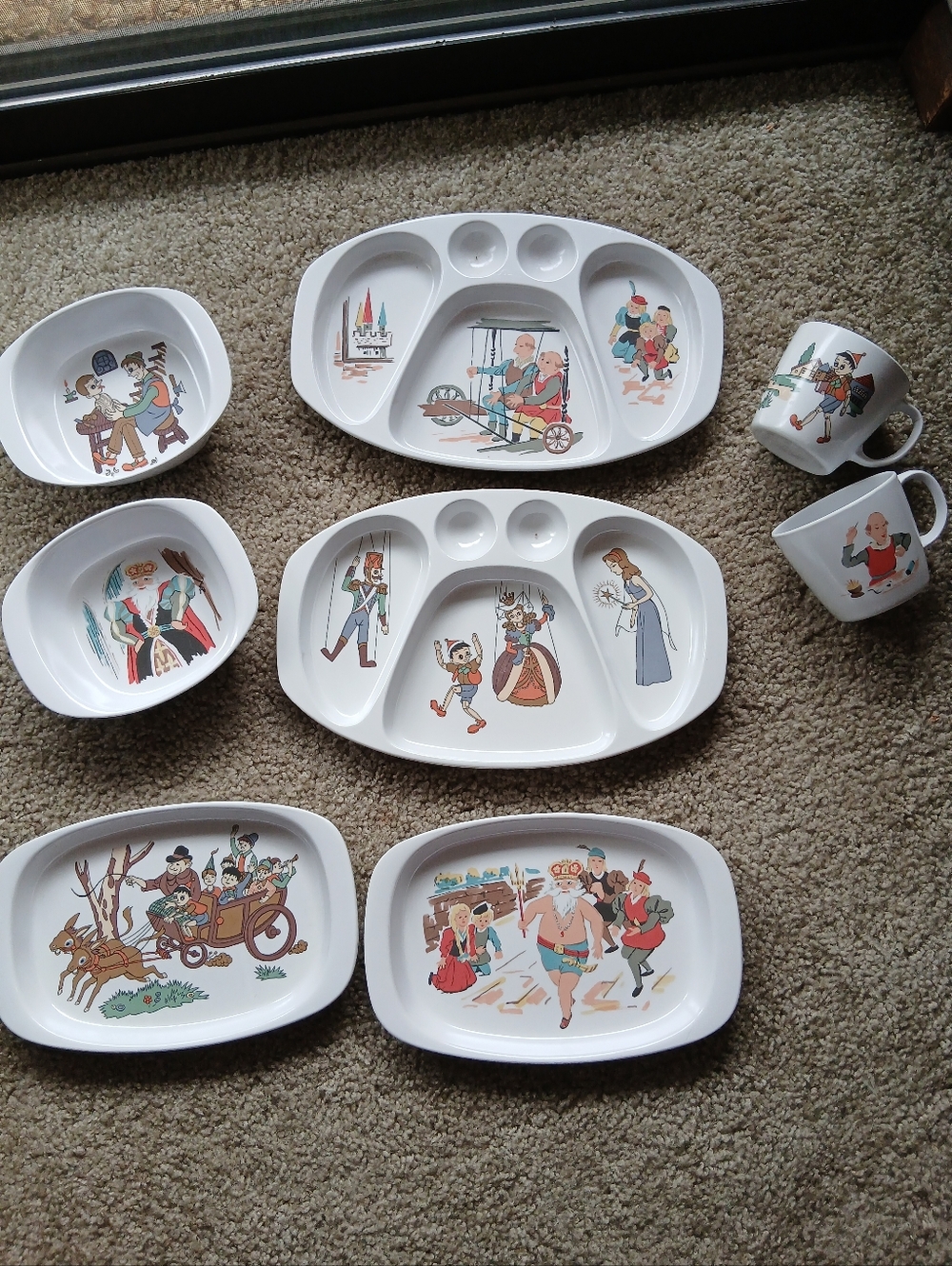 Vintage Noritake Childrens Melamine Dish Set with Storybook Illustrations